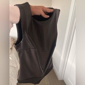 Body Contour Croc Faux Leather High
Neck Thong Bodysuit Brown size Small